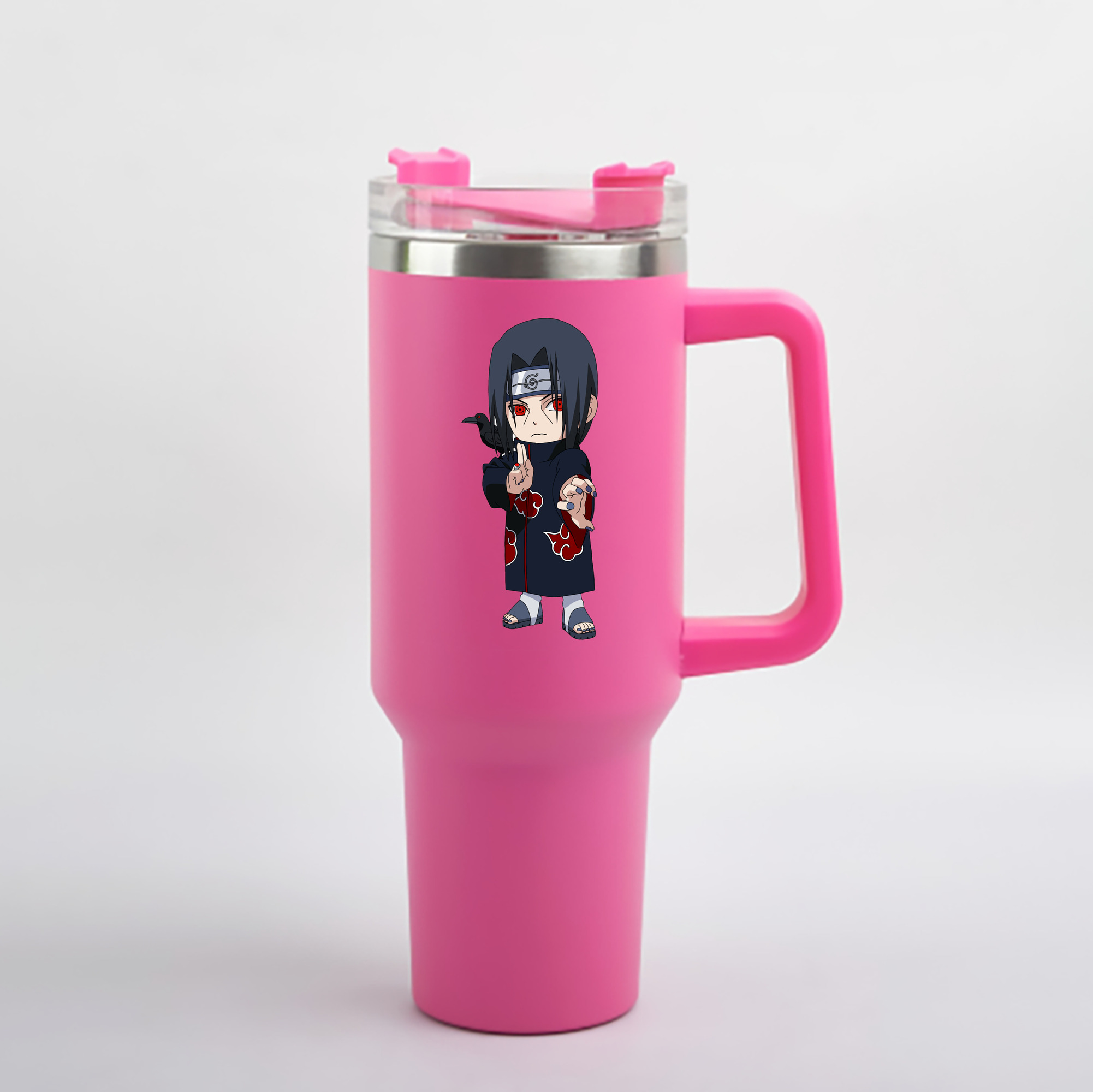 （画像用） NARUTO -ナルト- うちは イタチ Uchiha Itachi 1200mL車用タンブラー - クリスタルステッカー（プラスチックストロー付き）